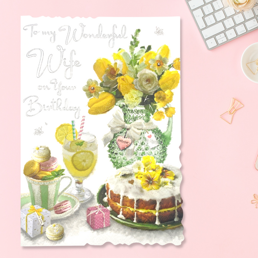 Wife Birthday Card - Velvet Sparkle Large