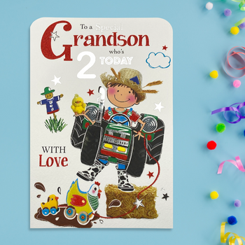 Grandson 2nd Birthday Card - Twingles