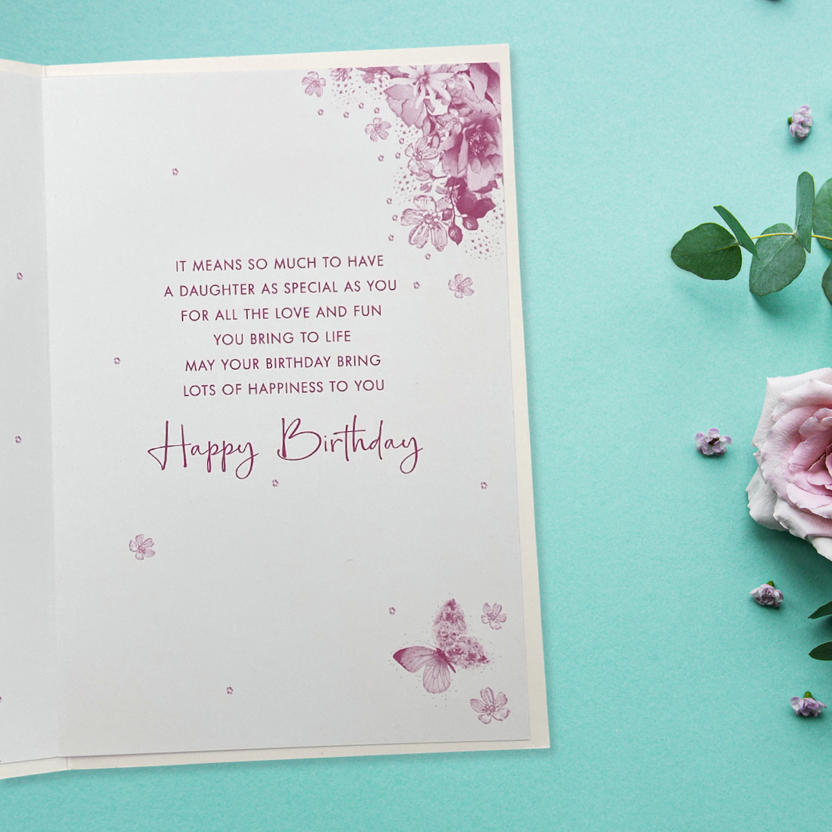 Daughter Birthday Card - Pizazz Floral Butterfly