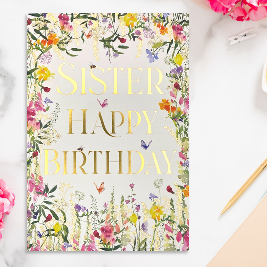 Sister Birthday Card - Pizazz Wild Flowers
