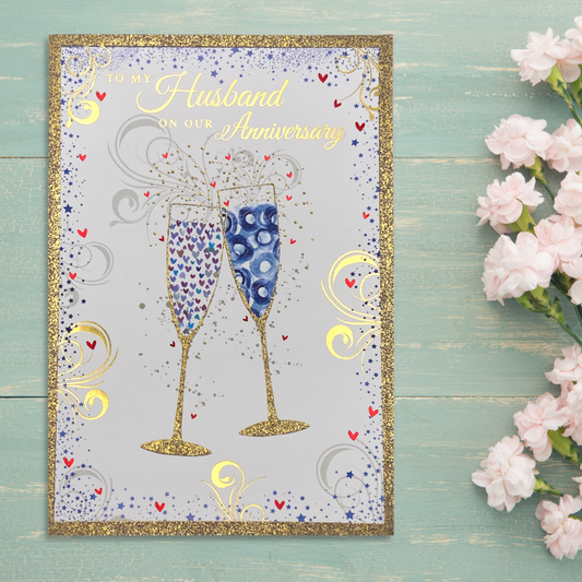 Husband Anniversary Card - Pizazz Flutes