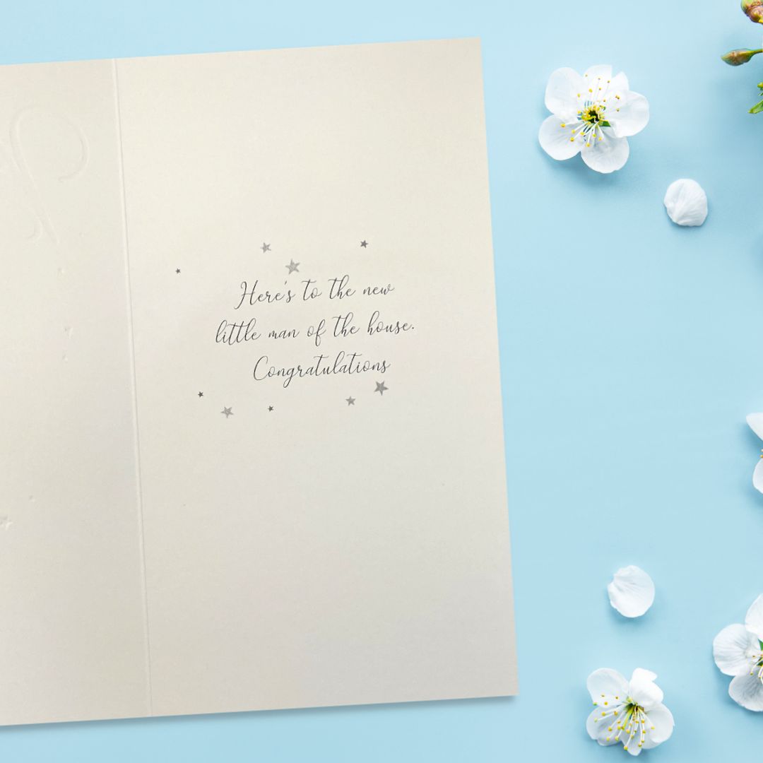 Baby Boy Card - Embellished Blue Booties