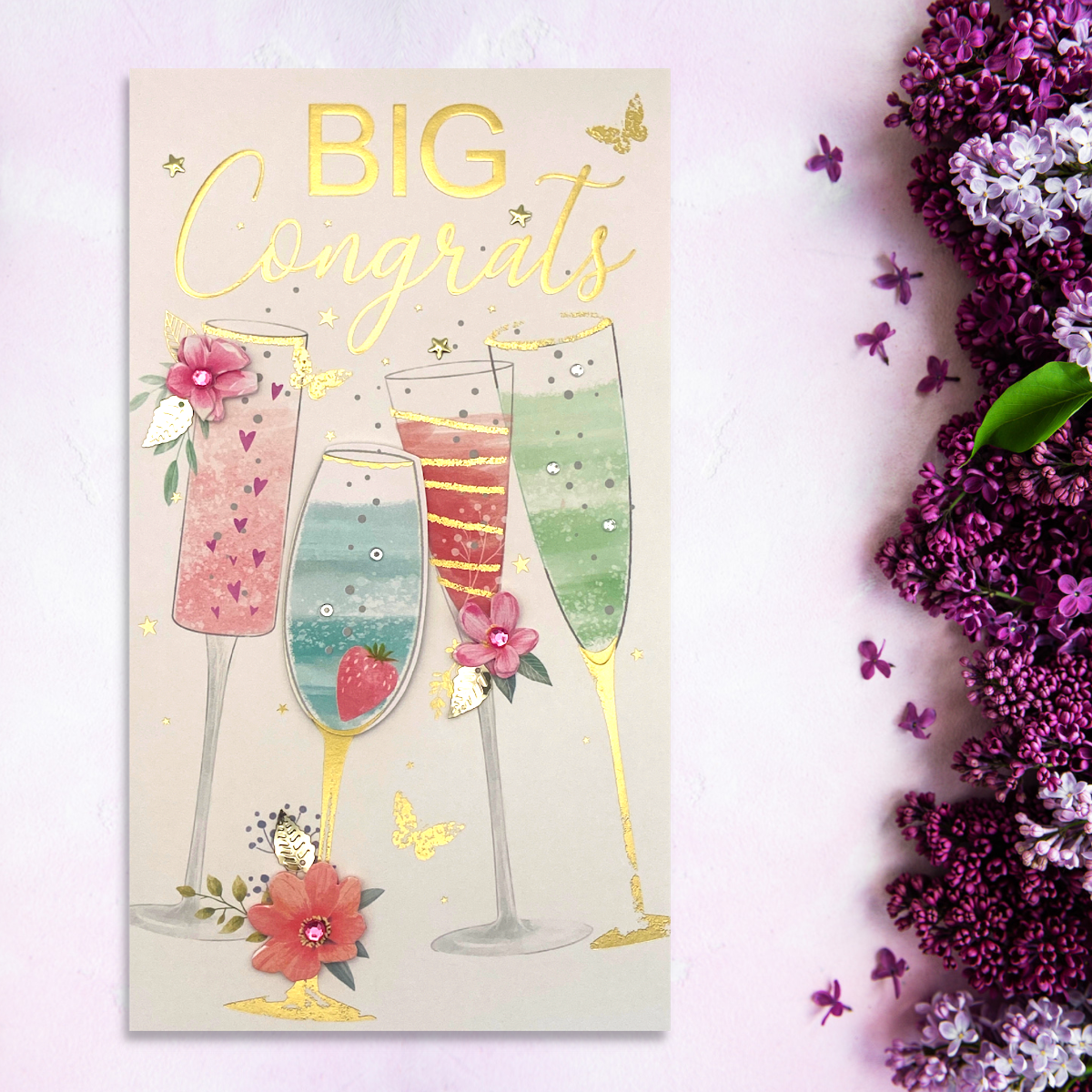 Congratulations Card - Champagne Decoupage Cocktails