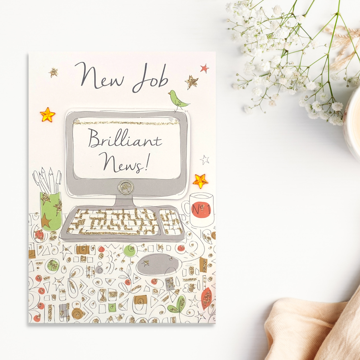 New Job Card - Just To Say Decoupage Computer