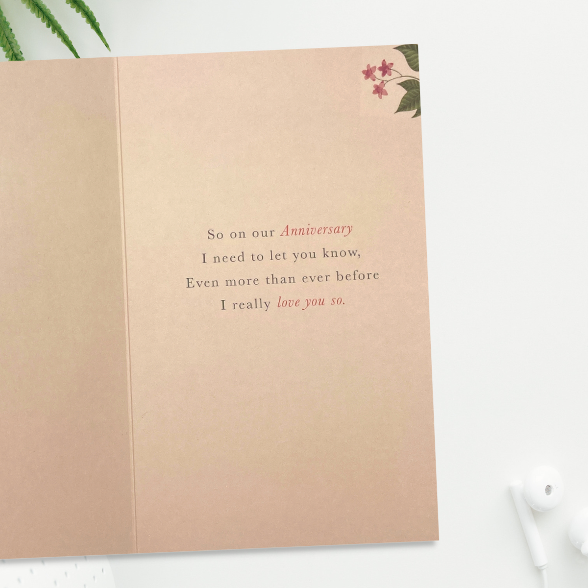 Wife Anniversary Card - Embellished Flowers