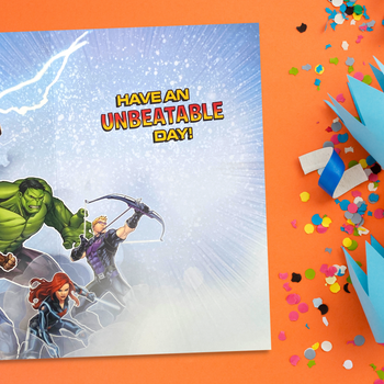 Son Birthday Card - Marvel Avengers With Badge