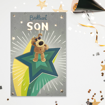 Son Birthday Card - Boofle Bear Starburst