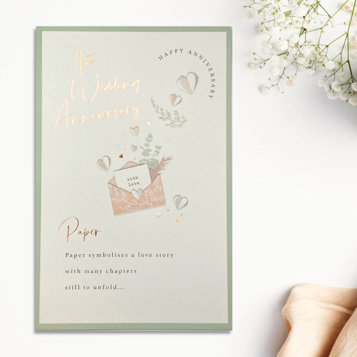 Happy 1st Wedding Anniversary Card - Paper Envelope With Love