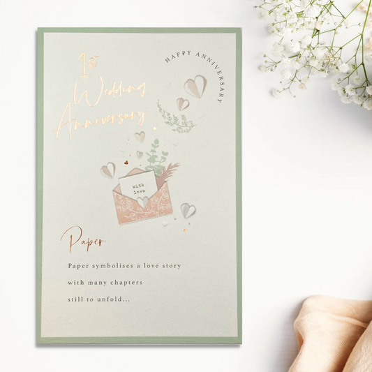 Happy 1st Anniversary Card - Paper Envelope With Love