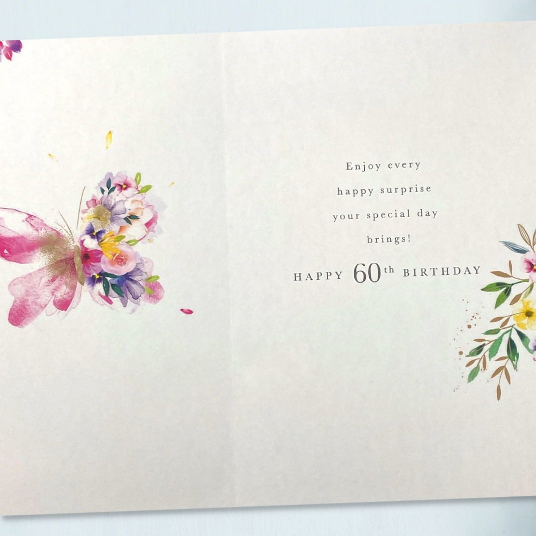 60th Birthday Card - Beautiful Butterflies