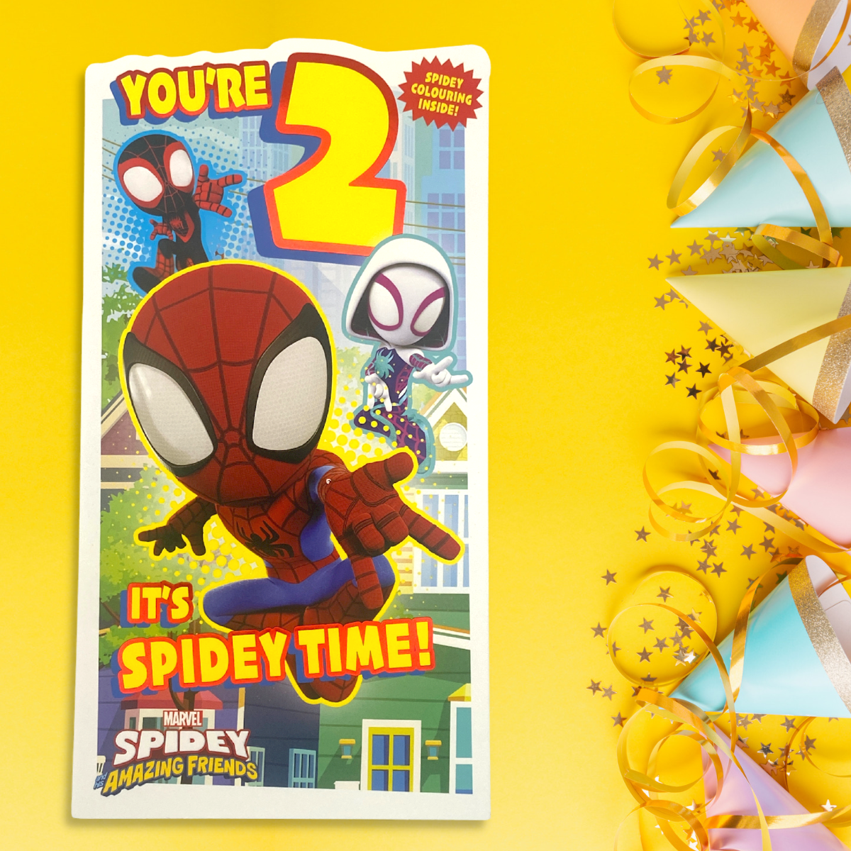 2nd Birthday Card - 3-Fold Marvel Spiderman