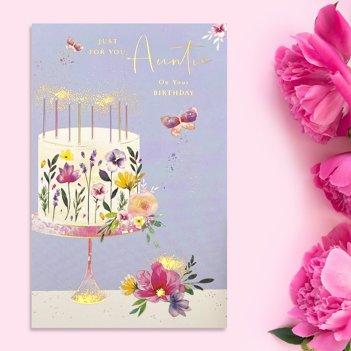 Auntie Birthday Card - Floral Cake