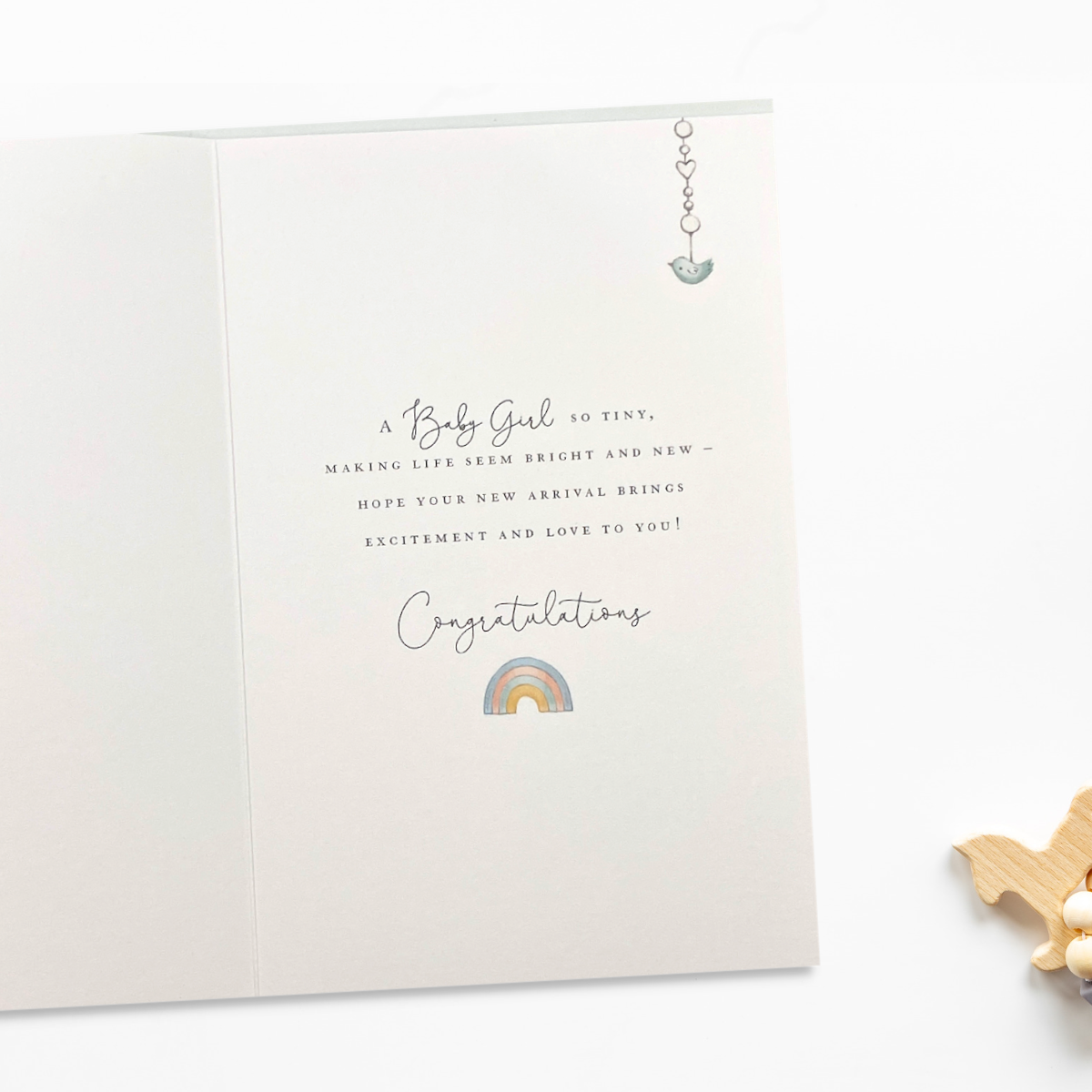 Baby Girl Card - Cute Bear & ABC Blocks