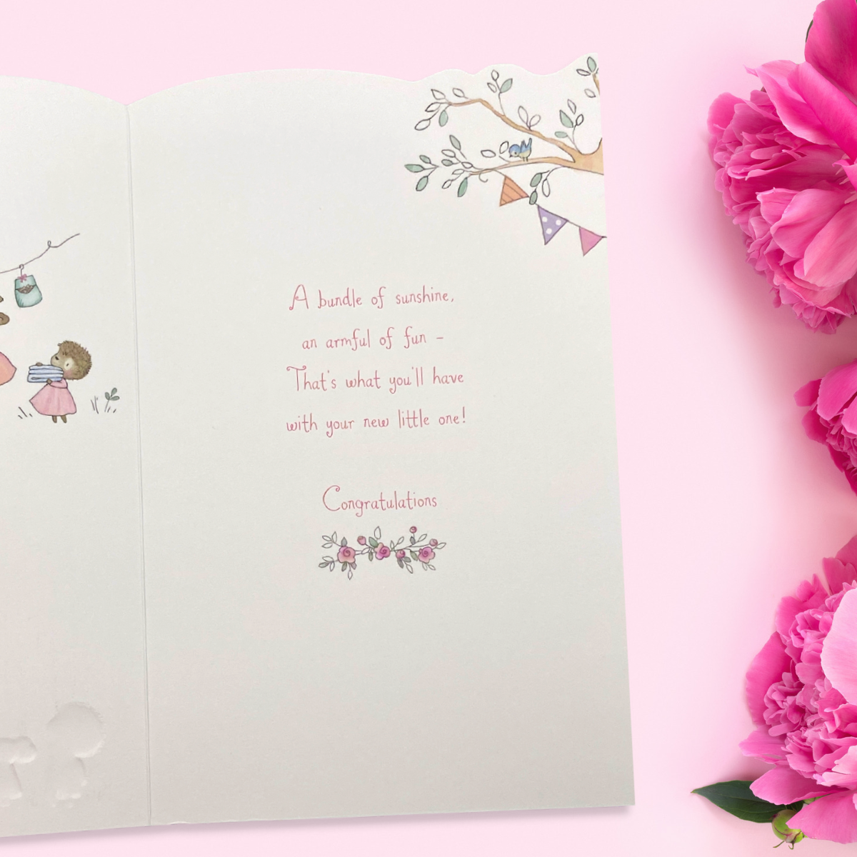 Baby Girl Card - Welcome Woodland Animals