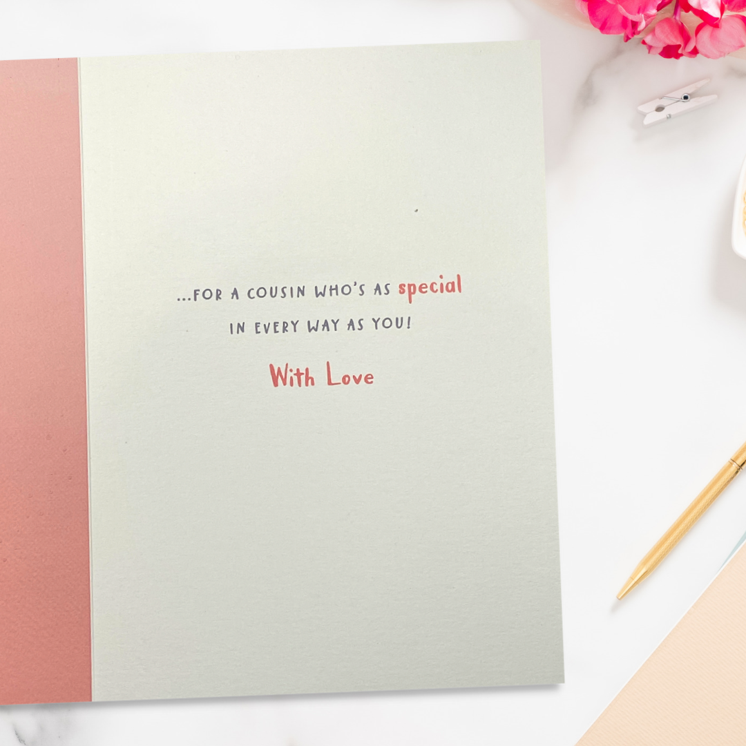 Cousin Birthday Card - Nutmeg Bear & Butterfly