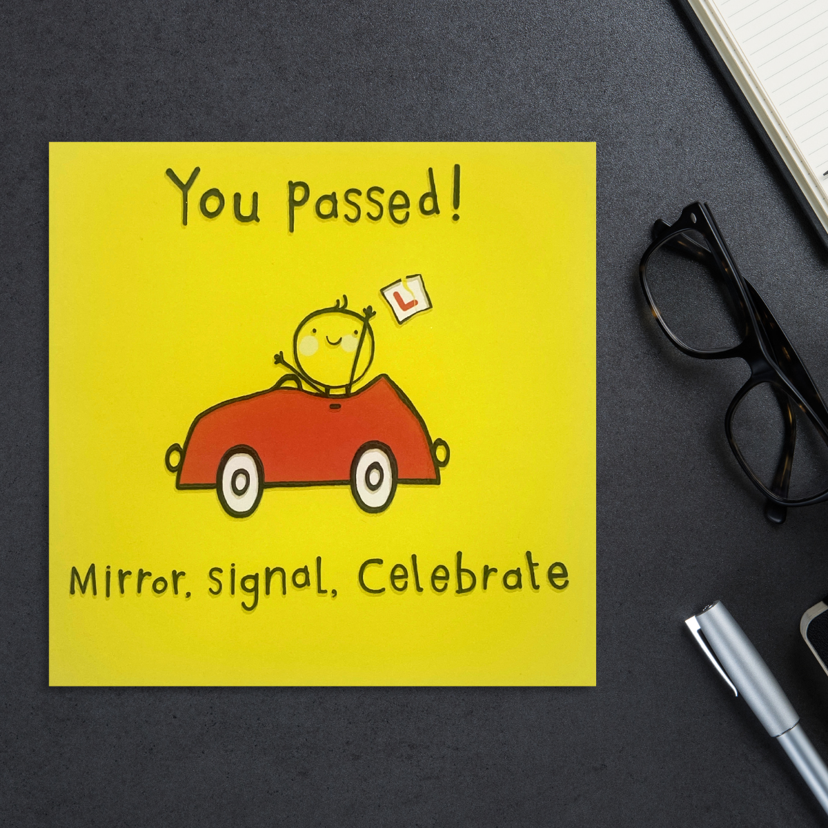 Driving Test Pass Card - Benny You Passed! Mirror, Signal, Celebrate