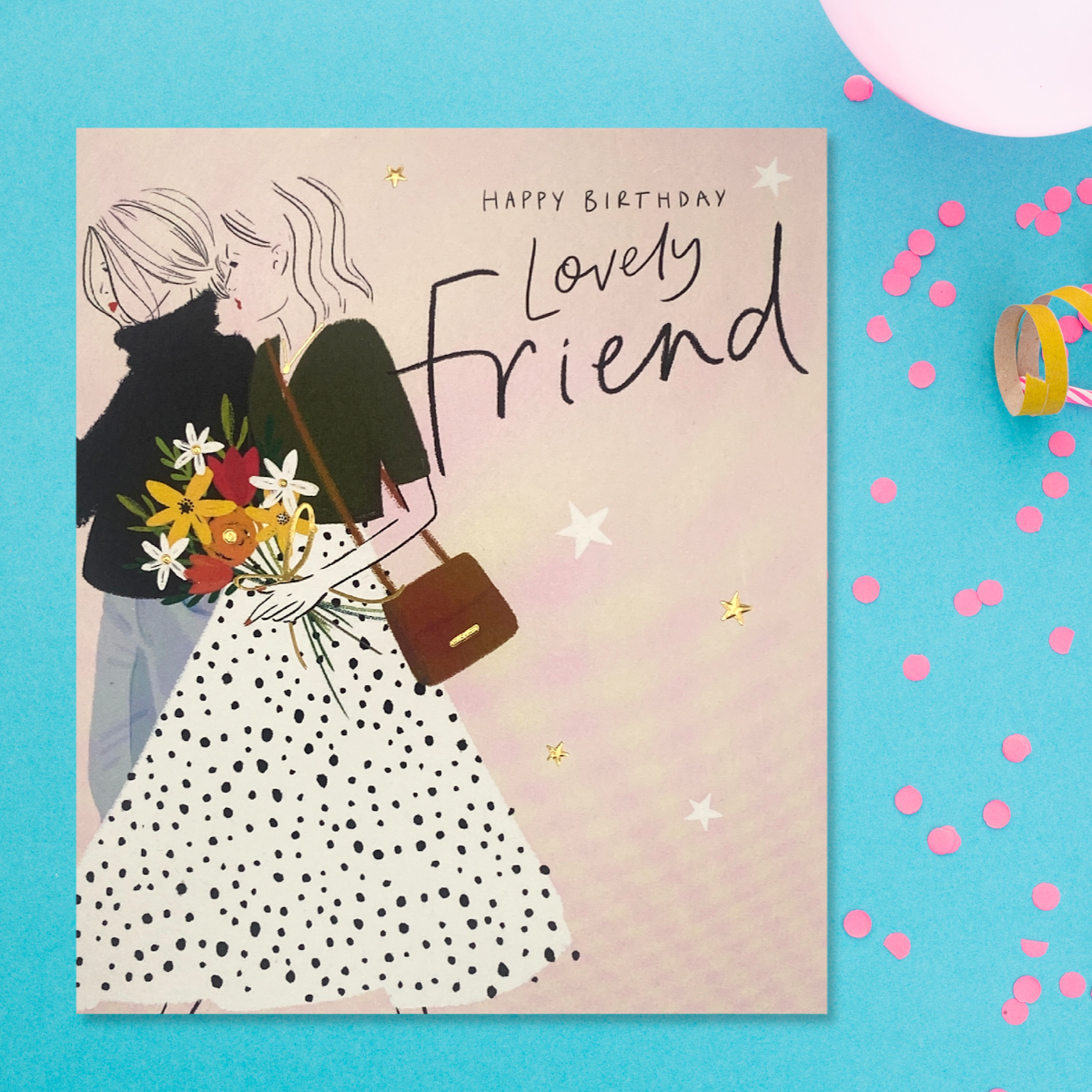 Friend Birthday Card - Lovely Friend Dotty Dress