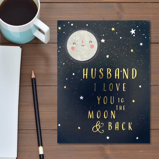 Husband Anniversary Card - Decoupage Moon
