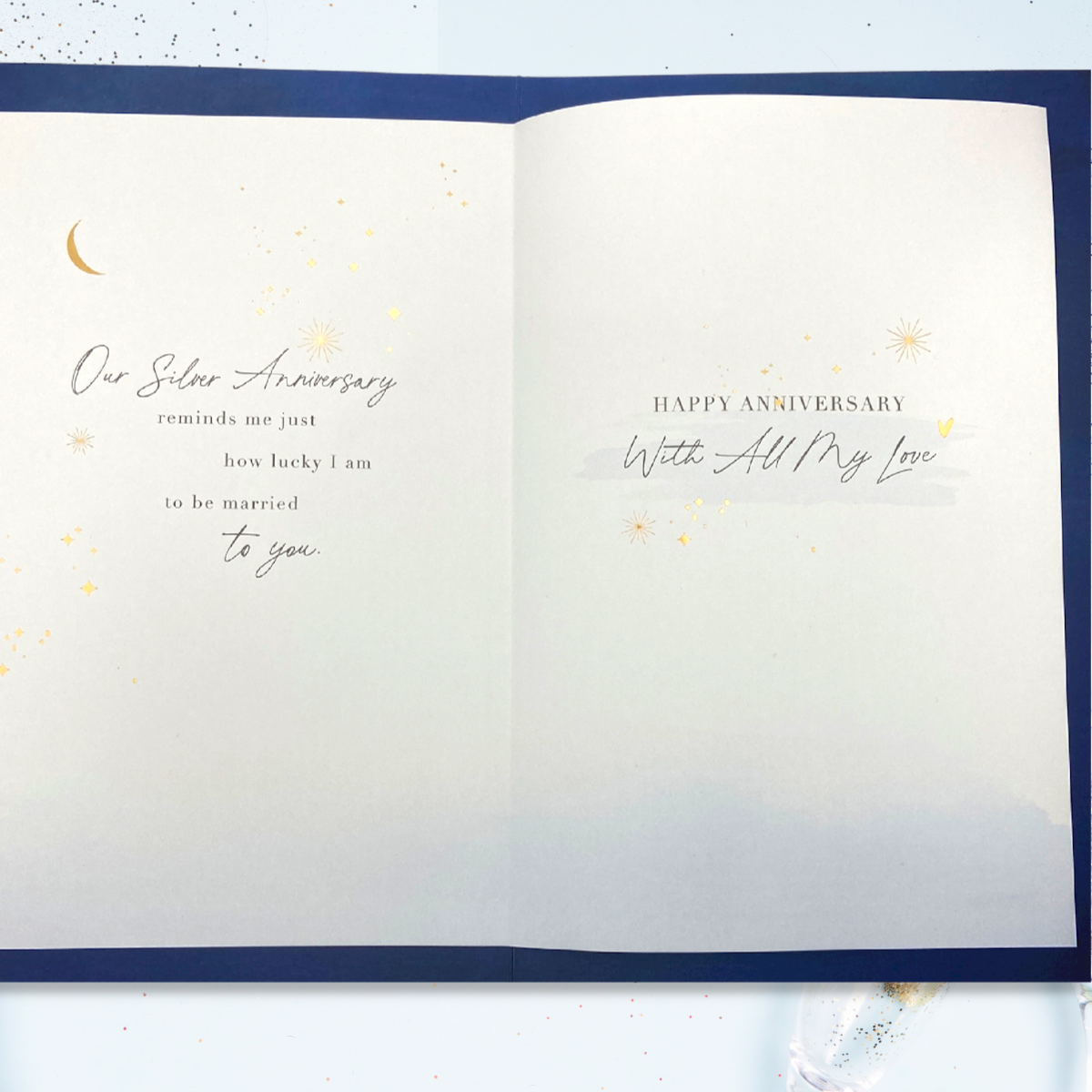 Husband Silver Wedding Anniversary Card - 25th Fizz & Flutes Large
