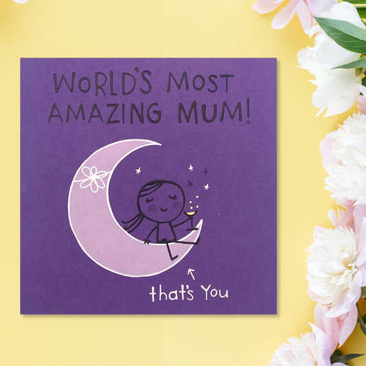 Mum Birthday Card - Benny Girl On The Moon