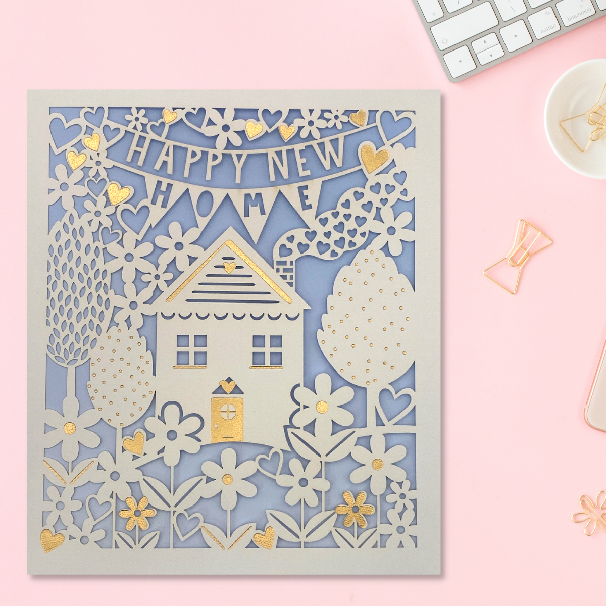 New Home Card - Laser Story House & Bunting