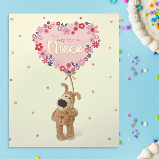 Niece Birthday - Boofle Bear Balloon Heart