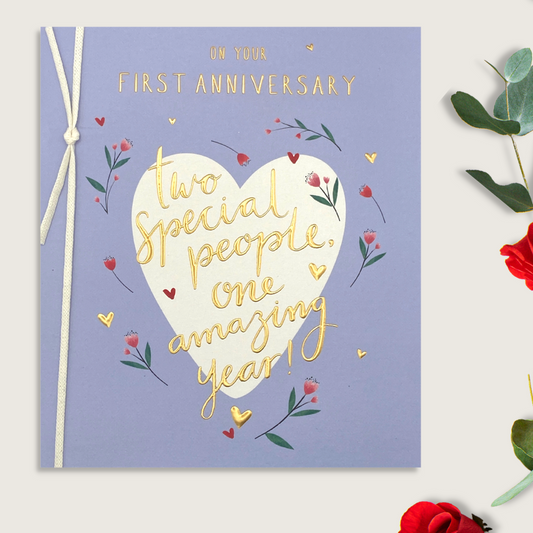 Happy 1st Anniversary Card - Two Special People