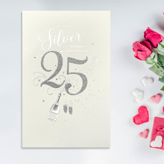 Silver Wedding Anniversary Card - 25th Thinking Of You