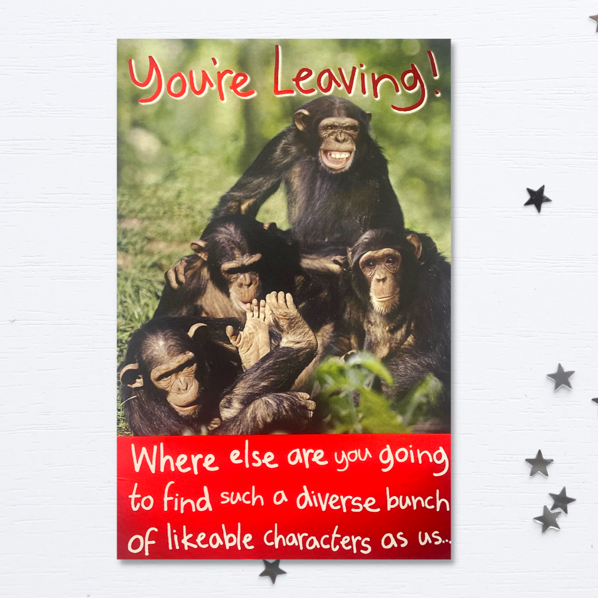 Sorry You're Leaving Card - Say Cheese Chimps