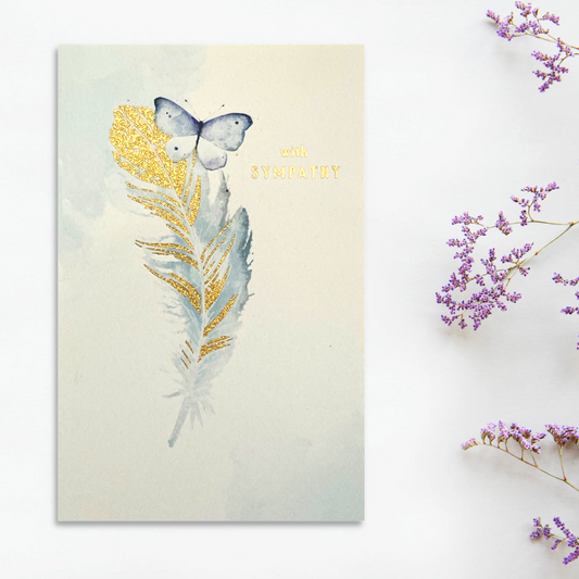 Sympathy Card - Butterfly & Feather