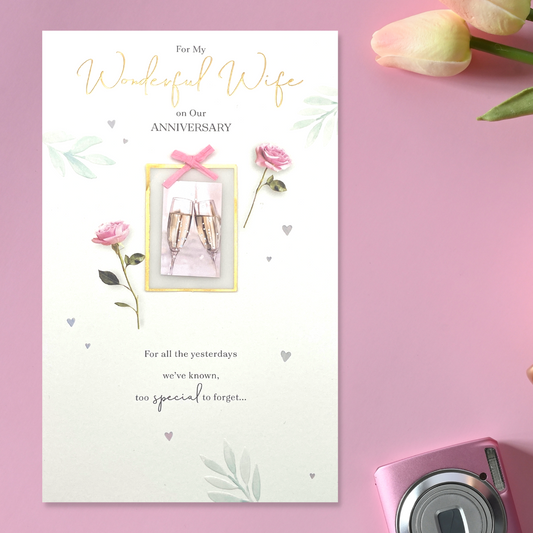 Wife Anniversary Card - Decoupage Flutes Large