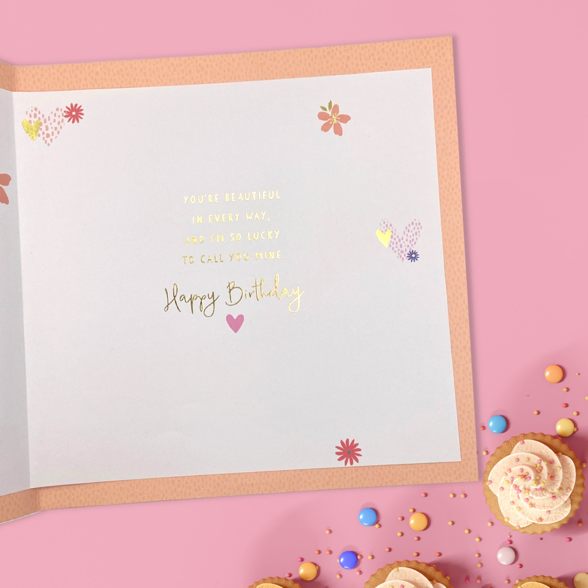 Wife Birthday Card - Decoupage Hearts Large