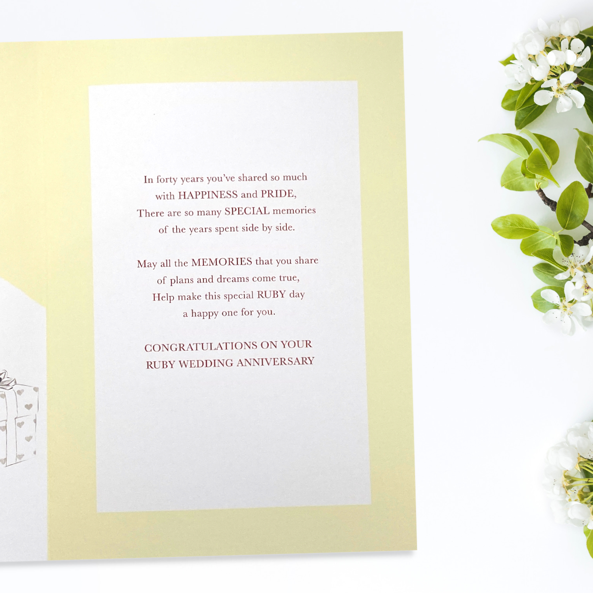 Ruby Wedding Anniversary 40th Card - Heritage Red Roses