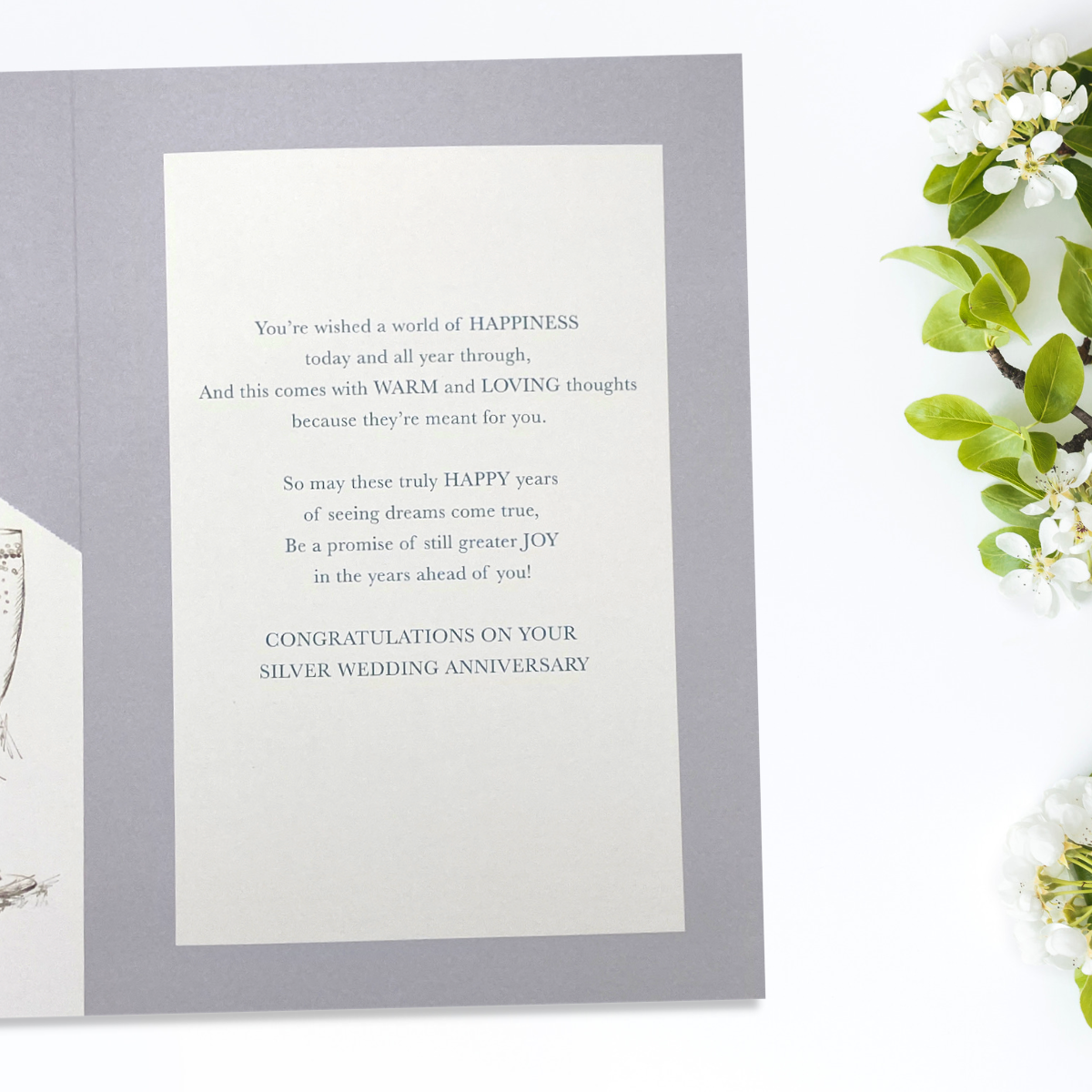 Silver Wedding Anniversary Card - 25th Heritage Rose Bouquet