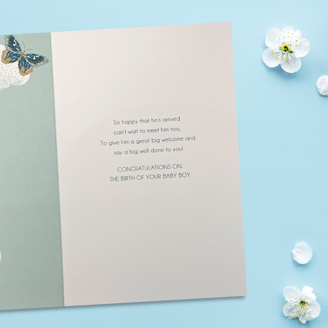 Baby Boy Card - Fleur Rainbow Welcome