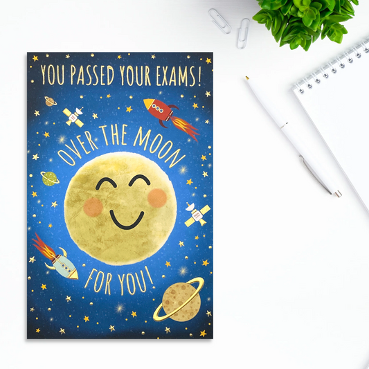 Passed Exams Card - Over The Moon For You