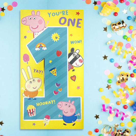 1st Birthday Card - Peppa Pig