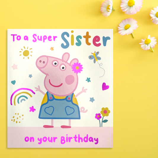 Sister Birthday Card - Peppa Pig Rainbow
