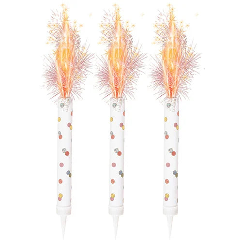 Rose Gold Prismatic Ice Fountain Cake Candles - Pack of 3