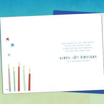 Brother 30th Birthday Card - Candles & Balloons