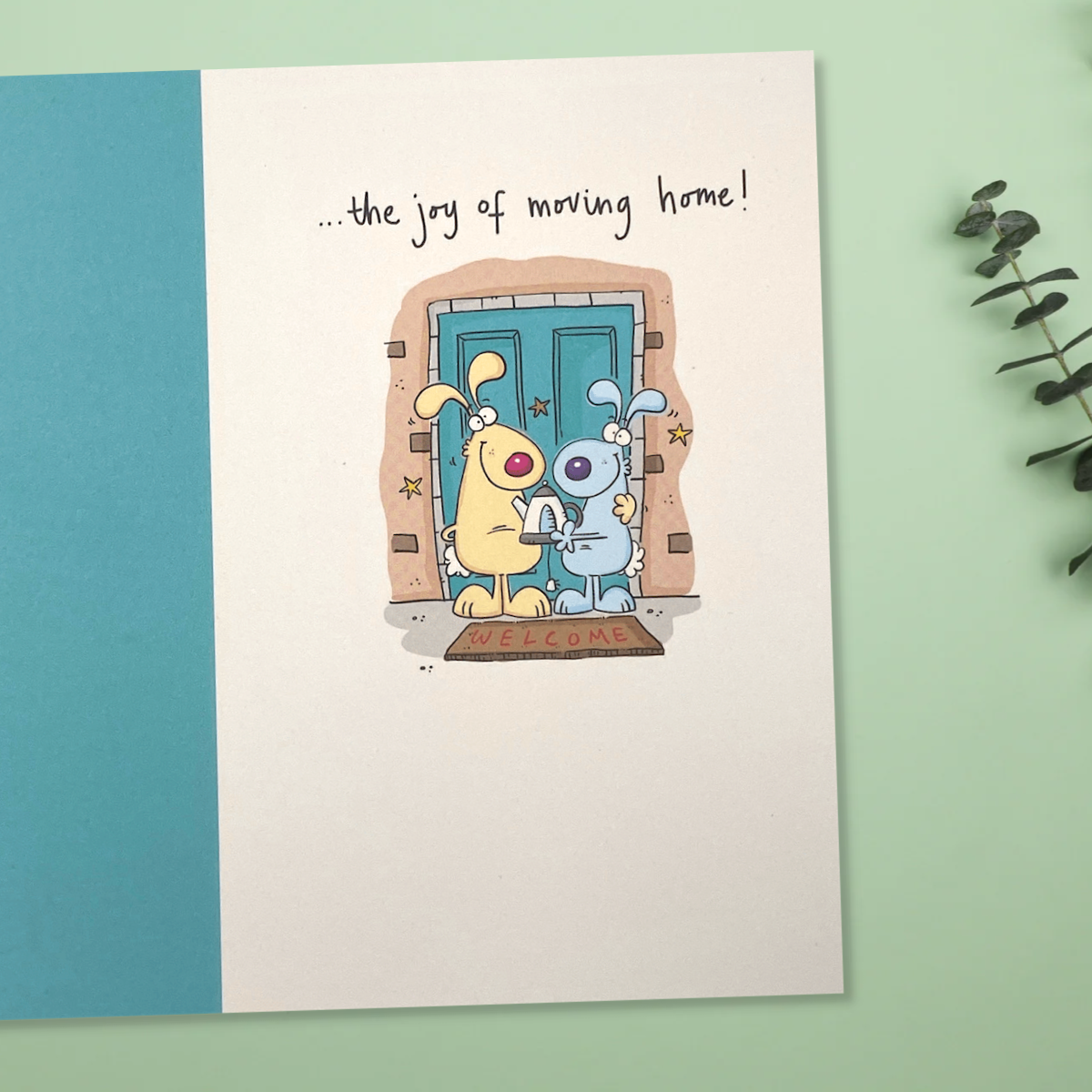 Inside with colour print and greeting