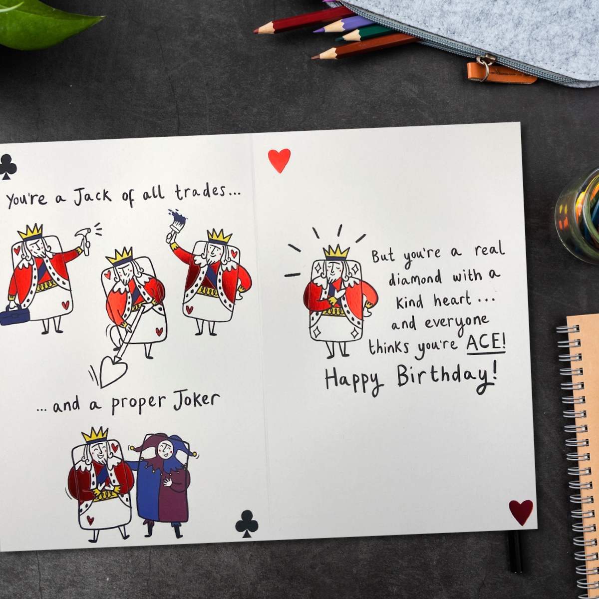 Inside image showing page 2 and 3 with more card graphics including joker