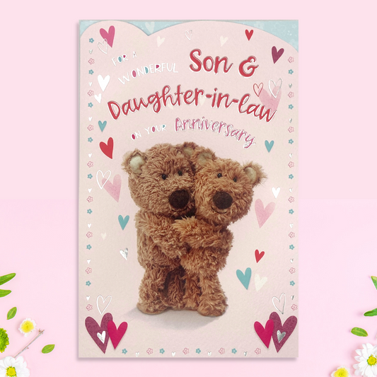 Boofle Bear Son & Daughter In Law Anniversary Card Show In Full