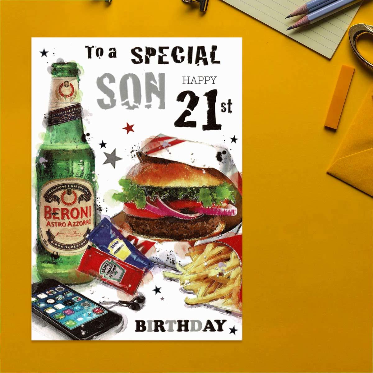 Son Age 21 Birthday Card Displayed In Full
