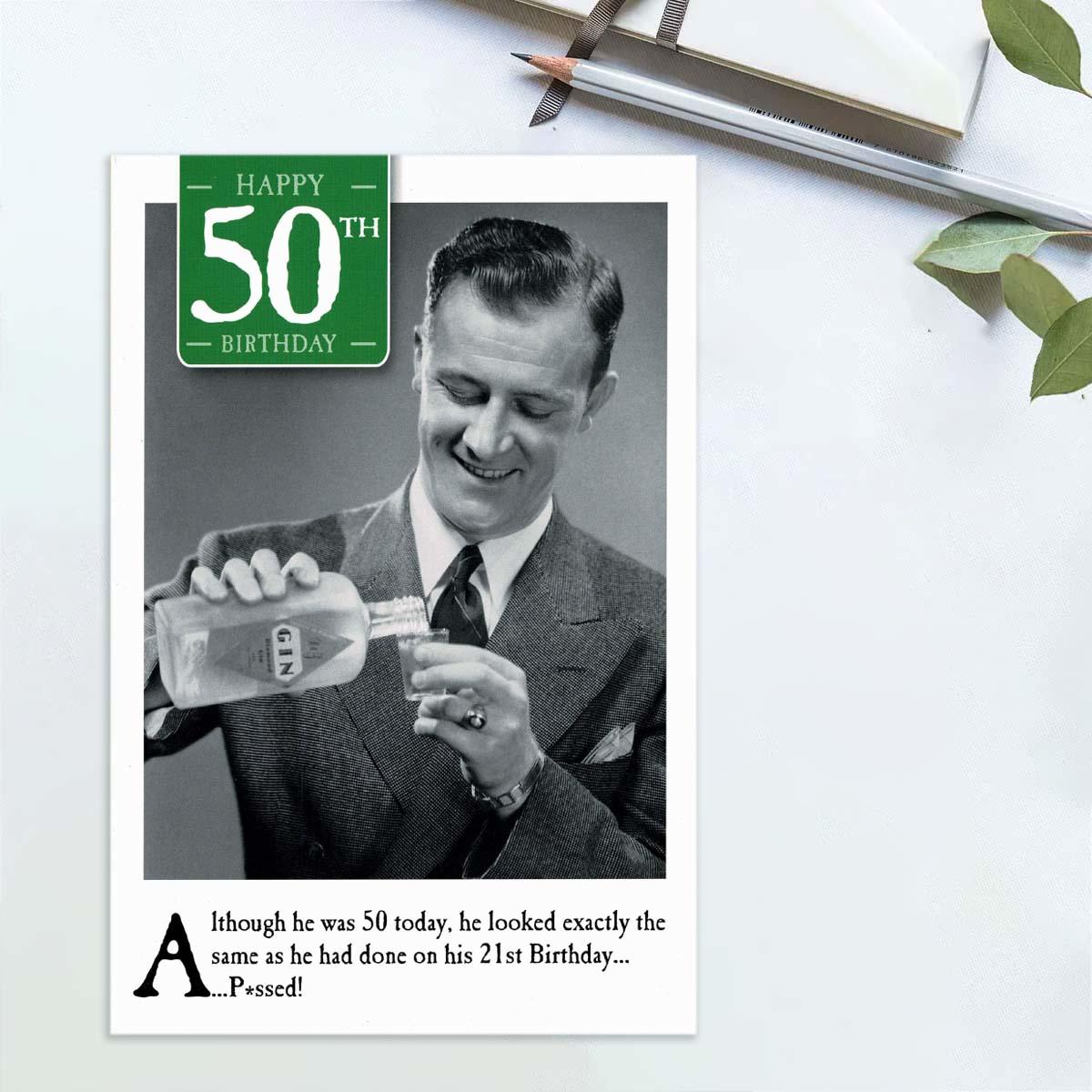 On The Ceiling - 50th Birthday P*ssed Card Front Image