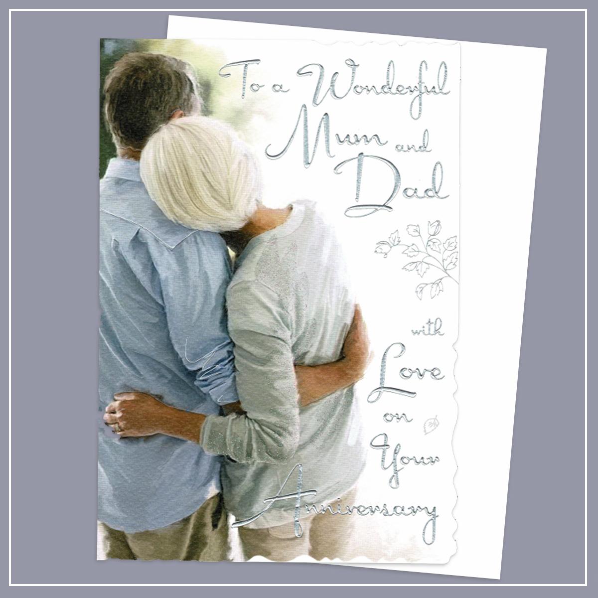 Mum And Dad Anniversary Card Alongside Its White Envelope