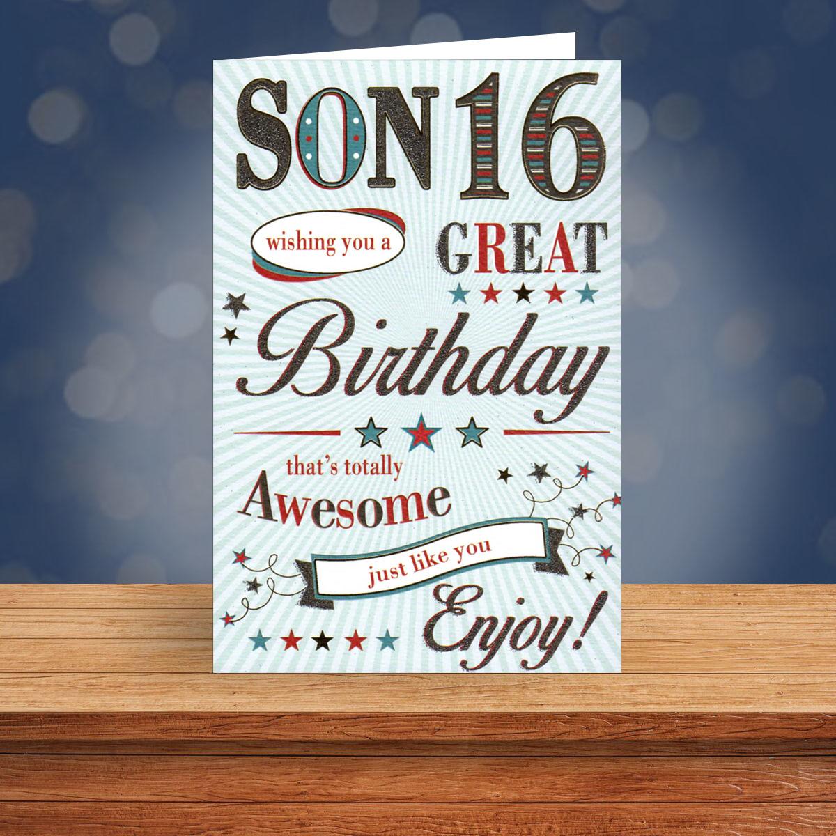 Son Age 16 Birthday Card Sat On A Display Shelf