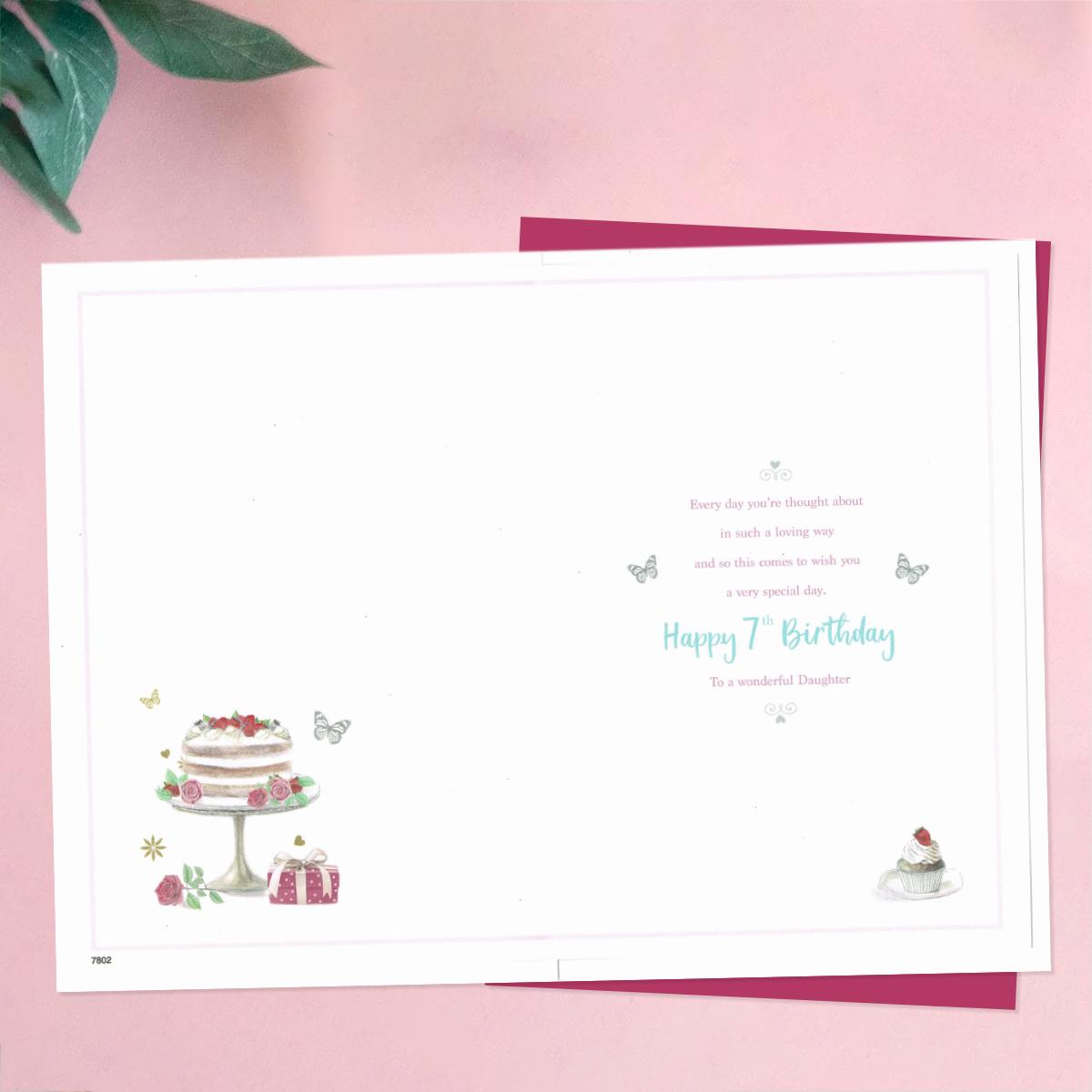 Daughter Age 7 Birthday Card Alongside Its Envelope