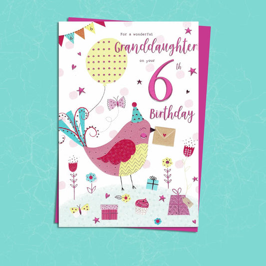 Special Granddaughter Age 6 Birthday Card Sitting On A Display Shelf