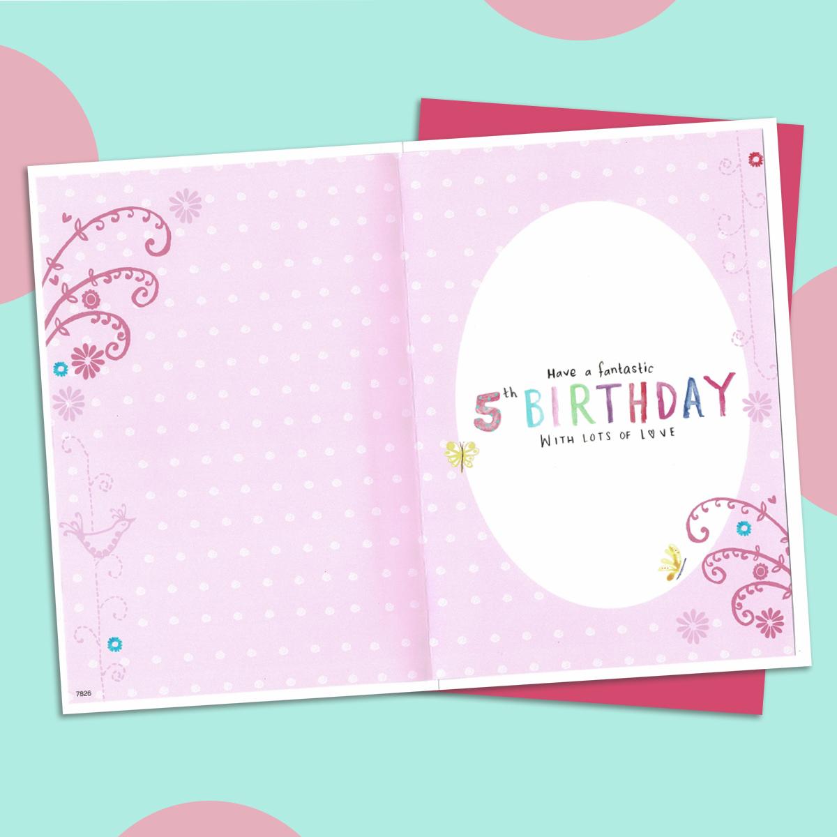 Age 5 Granddaughter Birthday Card Alongside Its Red Envelope